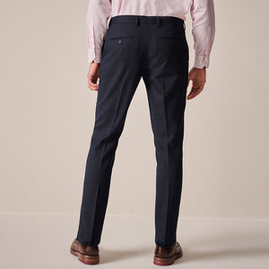 Navy Blue Slim Fit Textured Suit Trousers