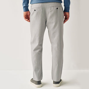 Grey Light Linen Viscose Drawstring Trousers