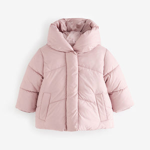 Pink Shower Resistant Faux Fur Lined Hooded Padded Coat (3mths-6yrs)