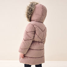 Load image into Gallery viewer, Toffee Pink Shower Resistant Faux Fur Trim Padded Coat (3-12yrs)
