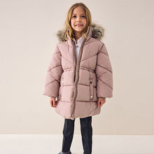 Load image into Gallery viewer, Toffee Pink Shower Resistant Faux Fur Trim Padded Coat (3-12yrs)
