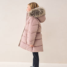 Load image into Gallery viewer, Toffee Pink Shower Resistant Faux Fur Trim Padded Coat (3-12yrs)
