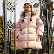 Load image into Gallery viewer, Toffee Pink Shower Resistant Faux Fur Trim Padded Coat (3-12yrs)
