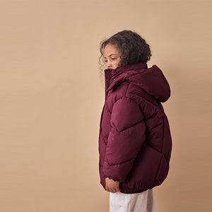 Burgundy Red Shower Resistant Padded Coat (3-12yrs)