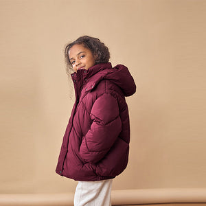 Burgundy Red Shower Resistant Padded Coat (3-12yrs)