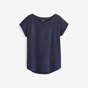 Blue Dark Navy Cap Sleeve T-Shirt Top