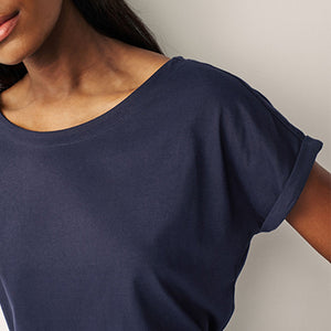 Blue Dark Navy Cap Sleeve T-Shirt Top