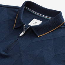 Load image into Gallery viewer, Navy Tan Regular Fit Smart Quarter Zip Polo Shirt
