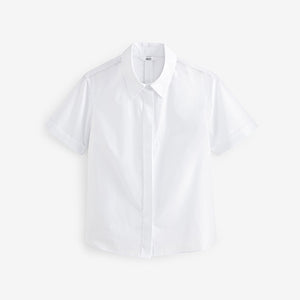 White Short Sleeve Collared Shirt