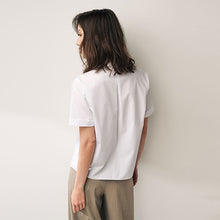 Load image into Gallery viewer, White Short Sleeve Collared Shirt
