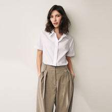 Load image into Gallery viewer, White Short Sleeve Collared Shirt

