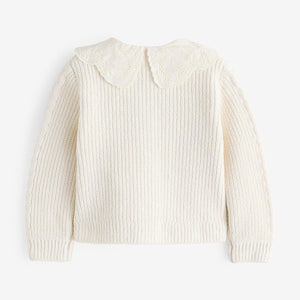 Ecru Cream Collar 100% Cotton Cardigan (3mths-5yrs)