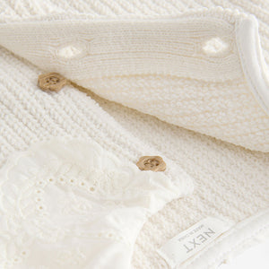 Ecru Cream Collar 100% Cotton Cardigan (3mths-5yrs)