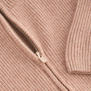 Caramel Brown Zip Thru Cardigan (3-12yrs)