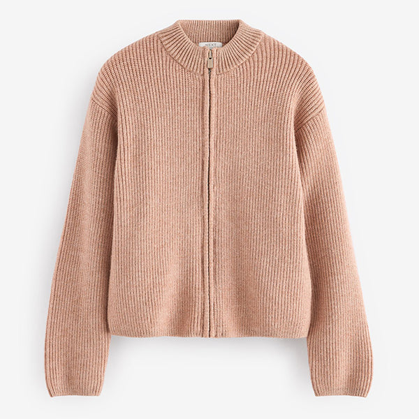 Caramel Brown Zip Thru Cardigan (3-12yrs)