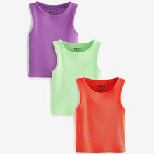 Load image into Gallery viewer, Pink/Lime/Purple 3 Pack Boxy Rib Vests
