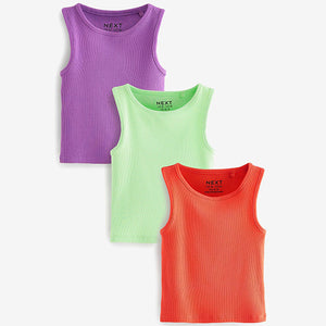 Pink/Lime/Purple 3 Pack Boxy Rib Vests