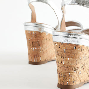 Silver Standard/Wide Fit Forever Comfort® Double Strap Wedges