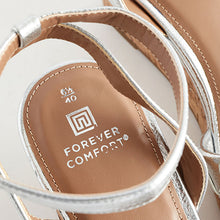 Load image into Gallery viewer, Silver Standard/Wide Fit Forever Comfort® Double Strap Wedges
