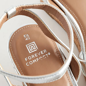 Silver Standard/Wide Fit Forever Comfort® Double Strap Wedges