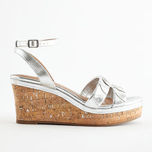 Load image into Gallery viewer, Silver Standard/Wide Fit Forever Comfort® Double Strap Wedges

