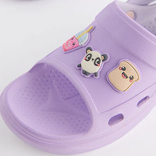 Load image into Gallery viewer, Purple Character Badge Clogs
