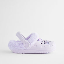 Load image into Gallery viewer, Purple Butterfly Faux Fur Lined Clog Slippers
