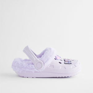 Purple Butterfly Faux Fur Lined Clog Slippers
