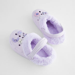 Purple Butterfly Faux Fur Lined Clog Slippers