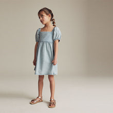 Load image into Gallery viewer, Blue Textured 100% Cotton Dress (5-12yrs)
