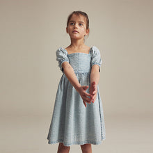 Load image into Gallery viewer, Blue Textured 100% Cotton Dress (5-12yrs)
