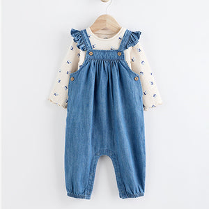 Denim Baby Dungaree and Long Sleeve Bodysuit Set (0mths-18mths)