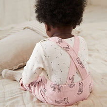 Load image into Gallery viewer, Pink Leopard Baby Jersey Dungarees &amp; Long Sleeve 100% Cotton Bodysuit Set (0mths-18mths)

