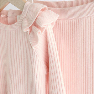 Pink Knitted Baby Jumper & Leggings Set (0mths-18mths)