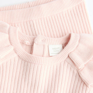 Pink Knitted Baby Jumper & Leggings Set (0mths-18mths)