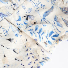 Load image into Gallery viewer, Blue Floral Baby Bloomer 100% Cotton Romper with Tights Set
