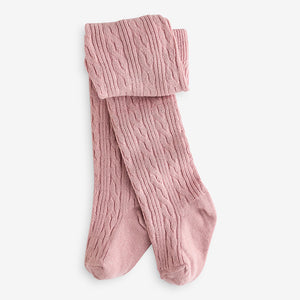 Pink Embroidered Baby Corduroy Pinafore 100% Cotton Dress With Tights (0mths-18mths)