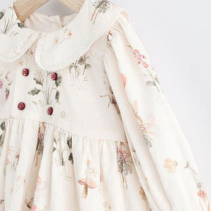 White Floral/ Fairy Baby Woven Dress with Tights (0mths-18mths)