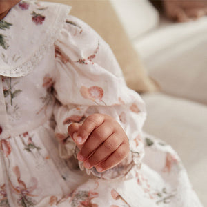 White Floral/ Fairy Baby Woven Dress with Tights (0mths-18mths)