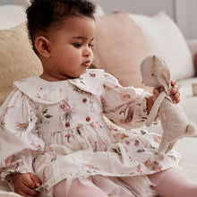 Load image into Gallery viewer, White Floral/ Fairy Baby Woven Dress with Tights (0mths-18mths)
