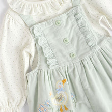 Load image into Gallery viewer, Sage Green Character Baby Corduroy 100% Cotton Dungarees and Long Sleeve Bodysuit Set (0mths-18mths)
