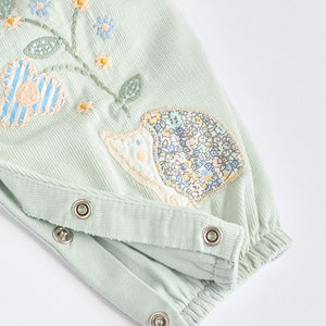 Sage Green Character Baby Corduroy 100% Cotton Dungarees and Long Sleeve Bodysuit Set (0mths-18mths)