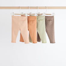 Load image into Gallery viewer, Sage Green Ribbed Baby Leggings 4 Pack
