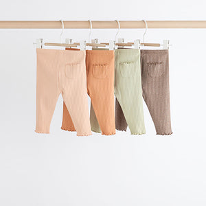 Sage Green Ribbed Baby Leggings 4 Pack