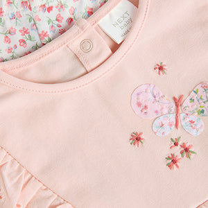 Pink Floral Baby Long Sleeve Top and Leggings Set