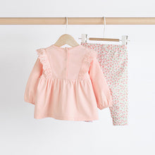 Load image into Gallery viewer, Pink Floral Baby Long Sleeve Top and Leggings Set
