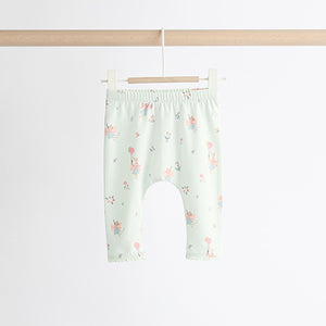 Ecru/Teal Green Bunny Baby Long Sleeve Top And Leggings Set