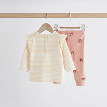 Load image into Gallery viewer, Beige Baby Long Sleeve Top And Leggings Set
