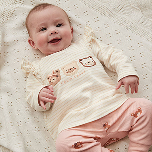 Beige Baby Long Sleeve Top And Leggings Set