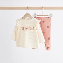 Load image into Gallery viewer, Beige Baby Long Sleeve Top And Leggings Set
